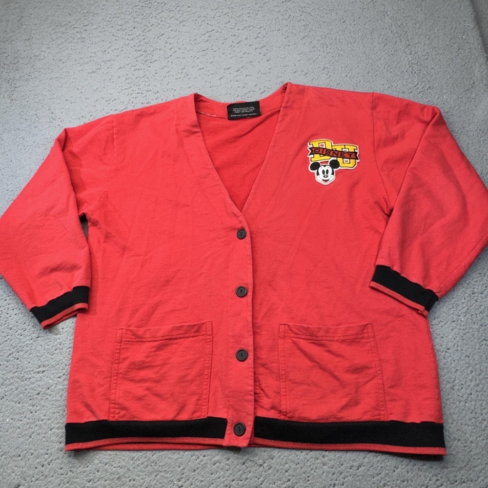 Vintage Disney Originals Cardigan Womens XL Red Mickey Mouse Walt Disney World